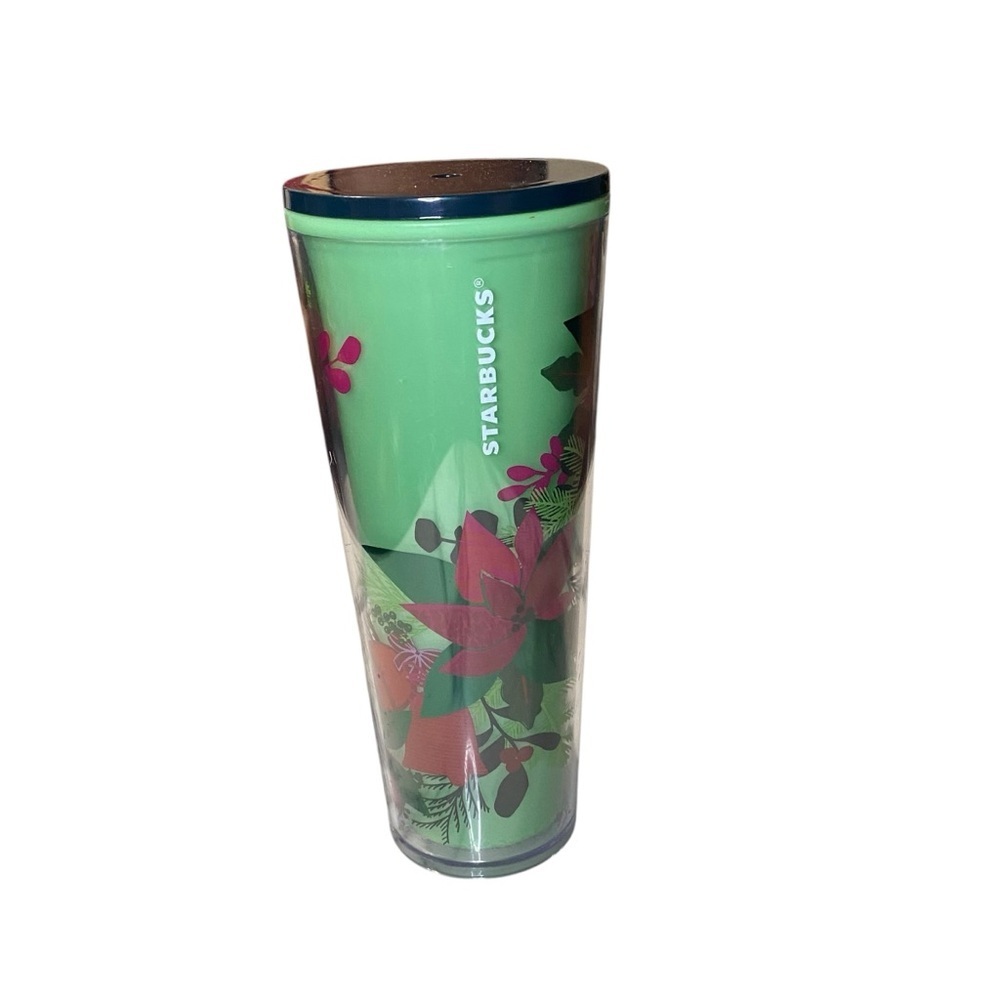 * Clearance Starbucks Christmas Holiday Poinsettia Green Venti‎ 24oz No Straw